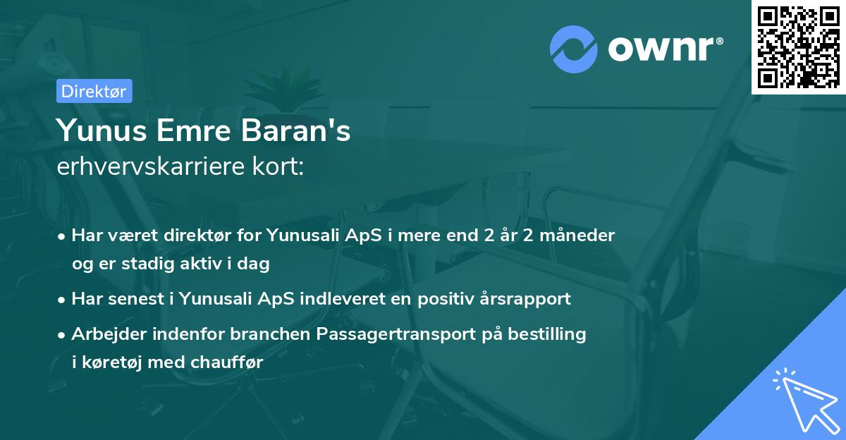 Yunus Emre Baran's erhvervskarriere kort