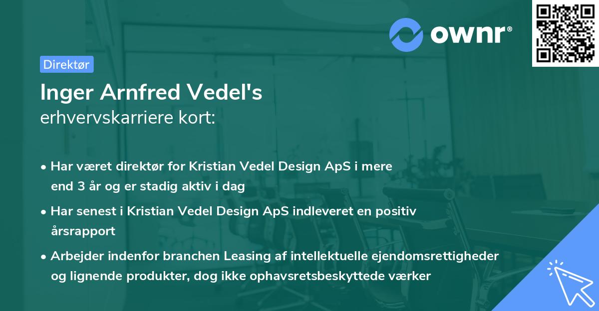 Inger Arnfred Vedel's erhvervskarriere kort