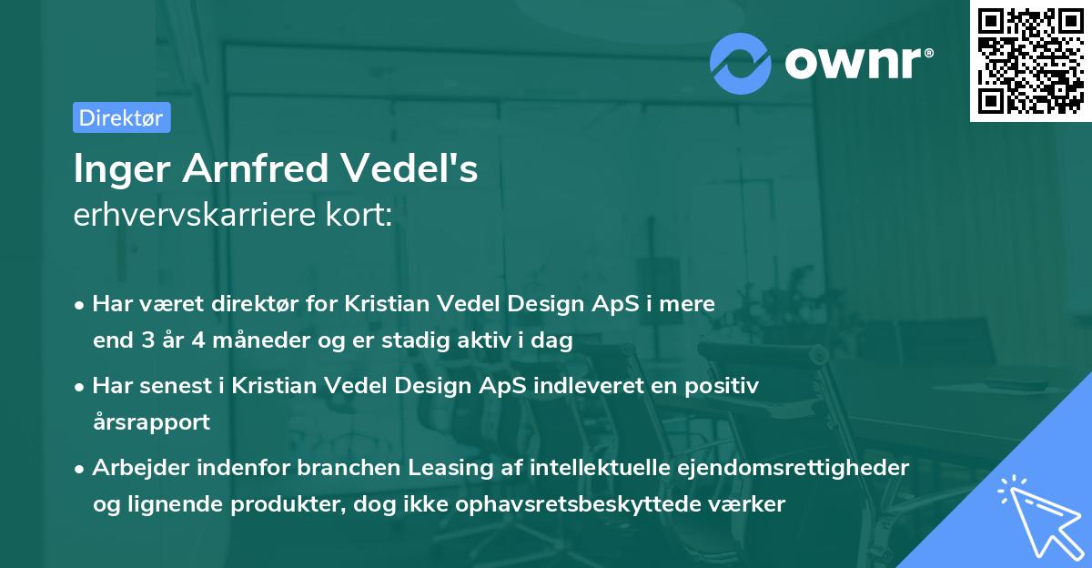 Inger Arnfred Vedel's erhvervskarriere kort