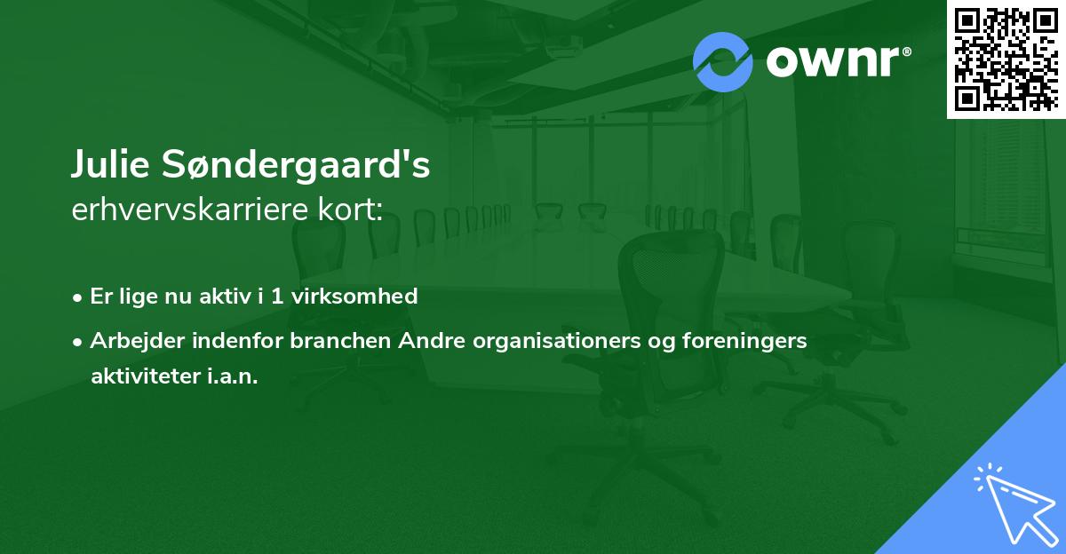 Julie Søndergaard's erhvervskarriere kort
