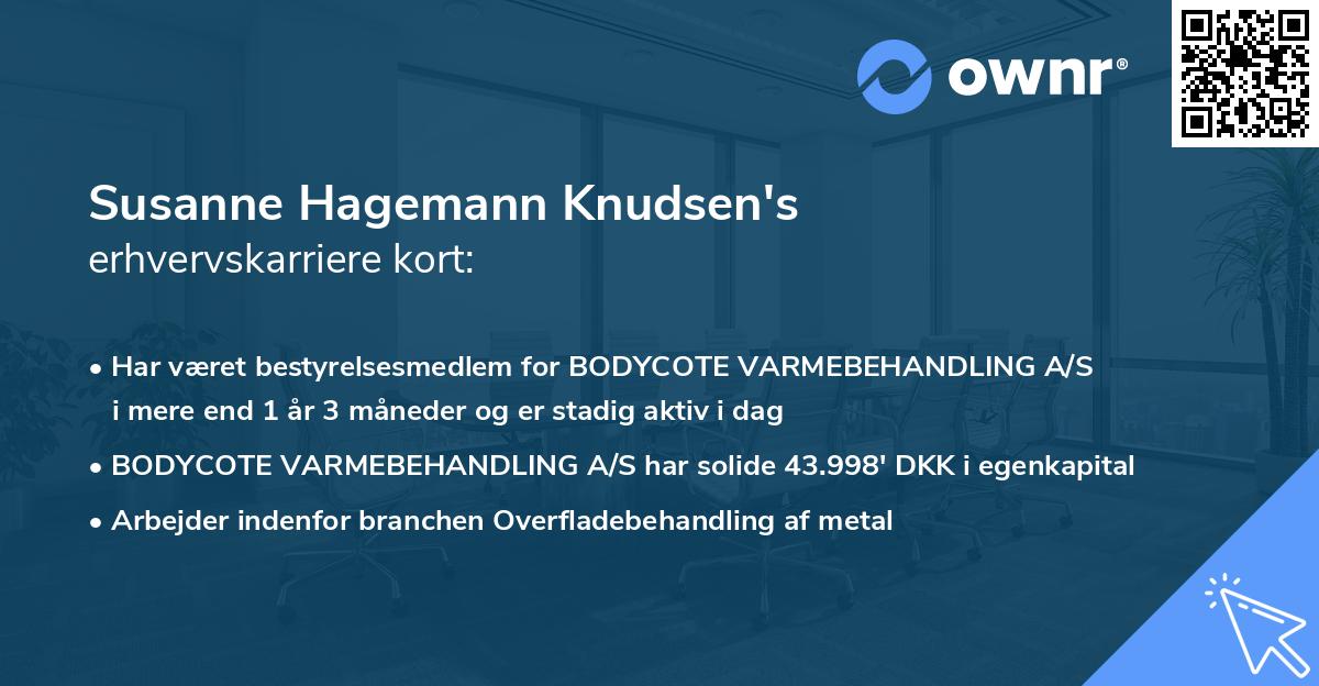 Susanne Hagemann Knudsen's erhvervskarriere kort