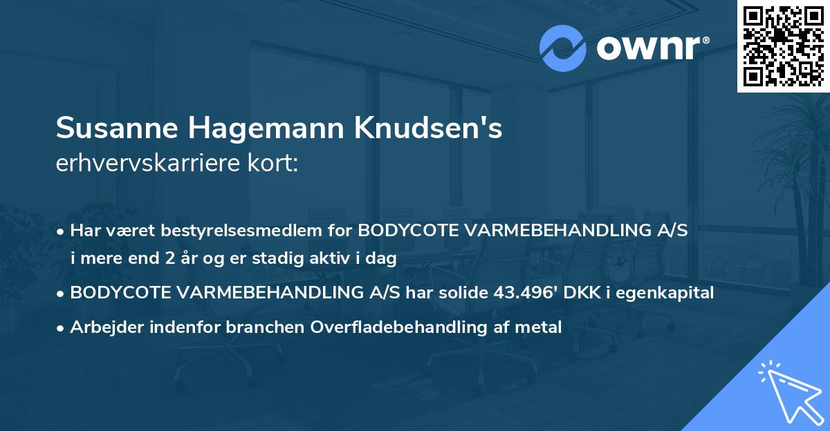 Susanne Hagemann Knudsen's erhvervskarriere kort