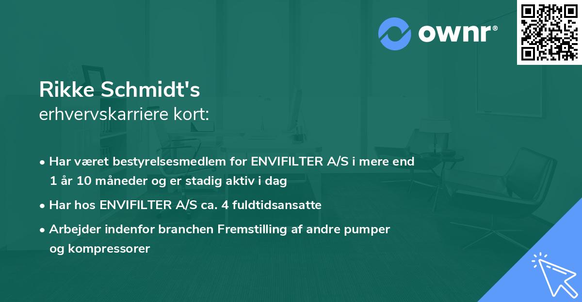 Rikke Schmidt's erhvervskarriere kort