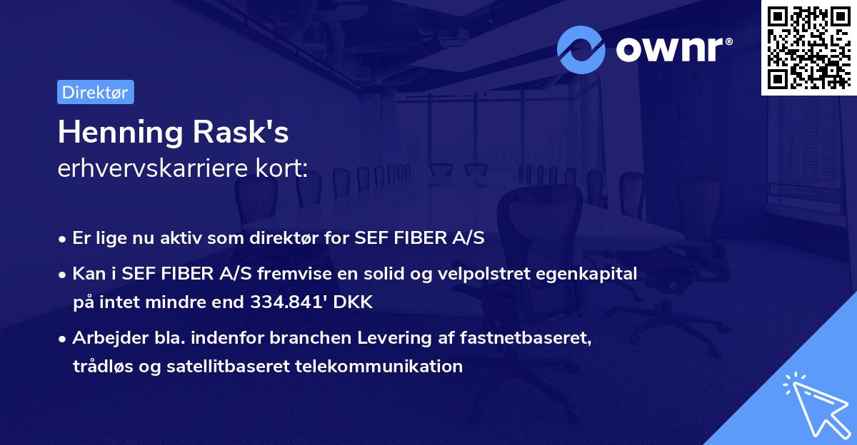 Henning Rask's erhvervskarriere kort