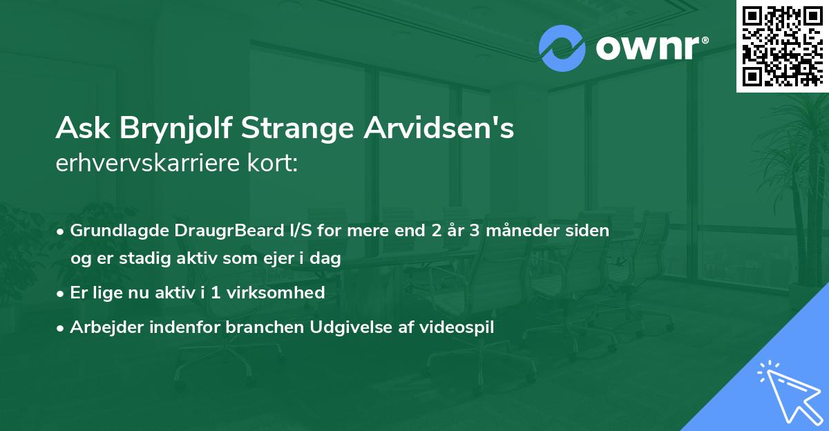 Ask Brynjolf Strange Arvidsen's erhvervskarriere kort