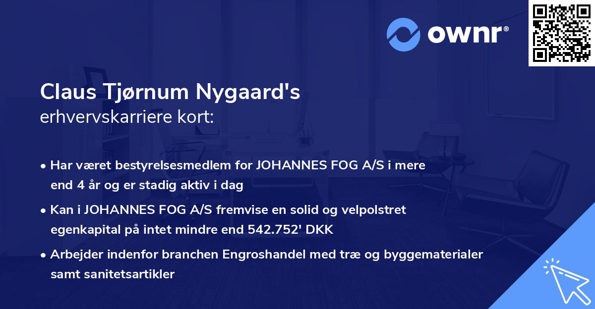 Claus Tjørnum Nygaard's erhvervskarriere kort