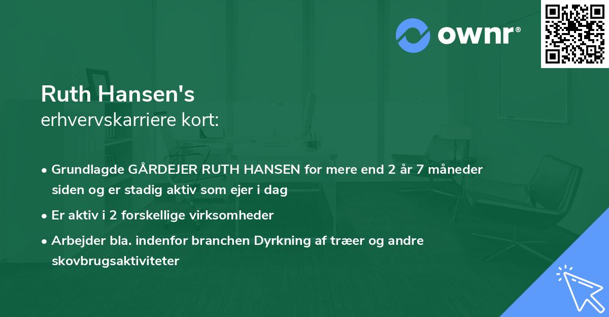 Ruth Hansen's erhvervskarriere kort