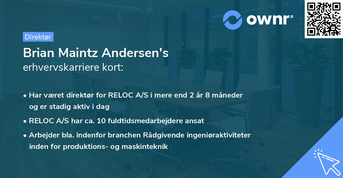 Brian Maintz Andersen's erhvervskarriere kort