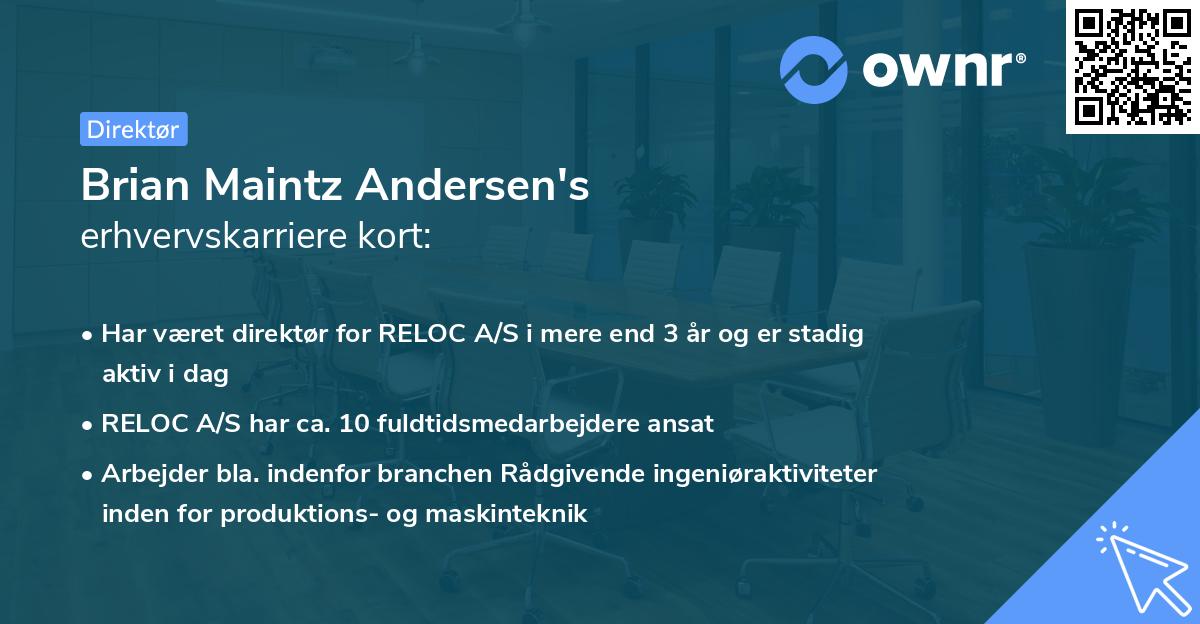 Brian Maintz Andersen's erhvervskarriere kort