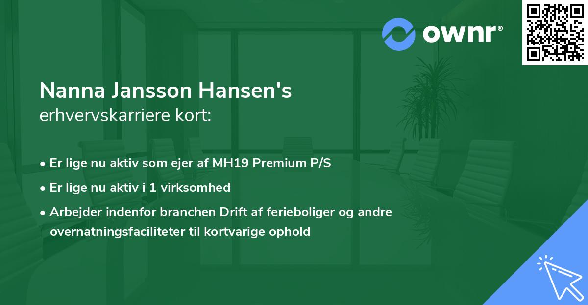Nanna Jansson Hansen's erhvervskarriere kort