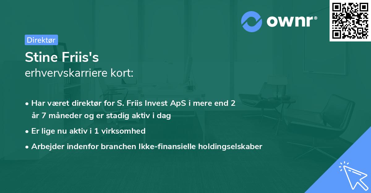 Stine Friis's erhvervskarriere kort