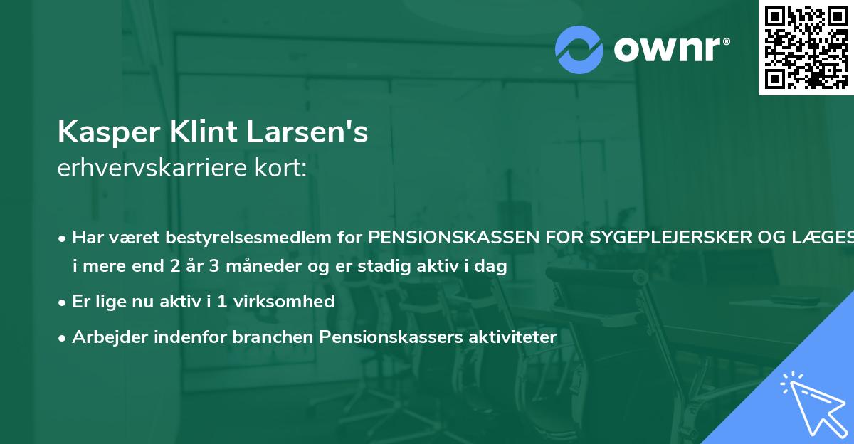 Kasper Klint Larsen's erhvervskarriere kort