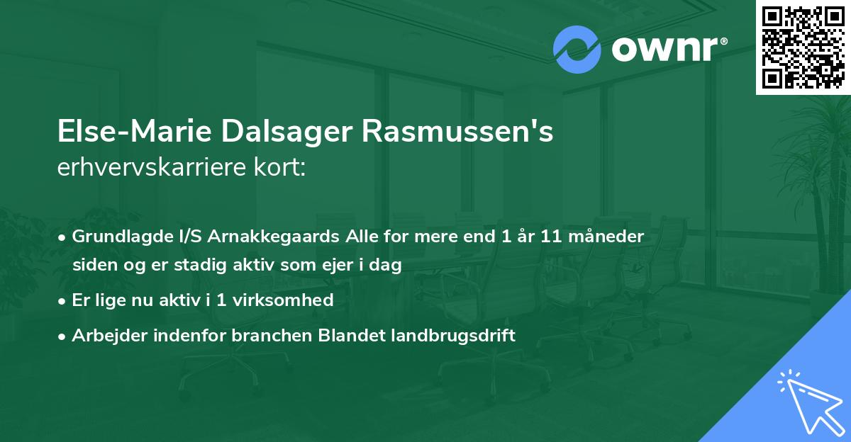 Else-Marie Dalsager Rasmussen's erhvervskarriere kort