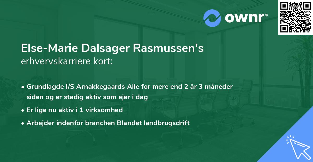 Else-Marie Dalsager Rasmussen's erhvervskarriere kort