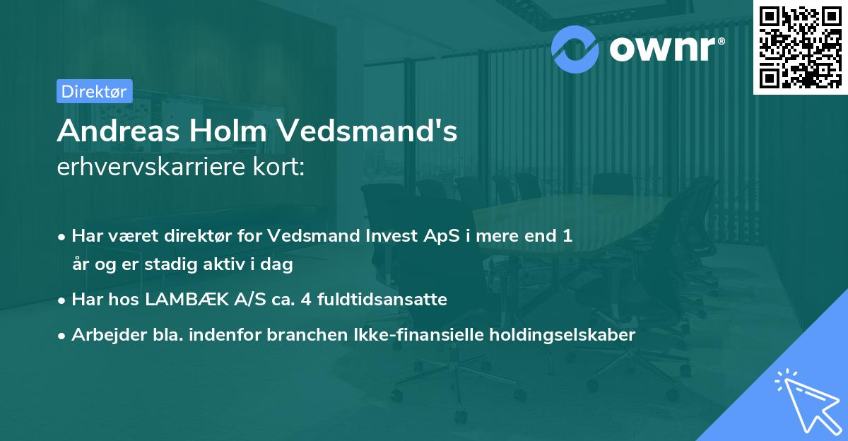 Andreas Holm Vedsmand's erhvervskarriere kort