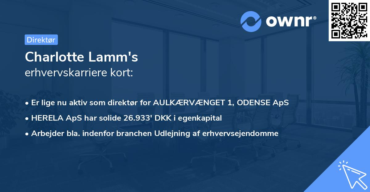 Charlotte Lamm's erhvervskarriere kort