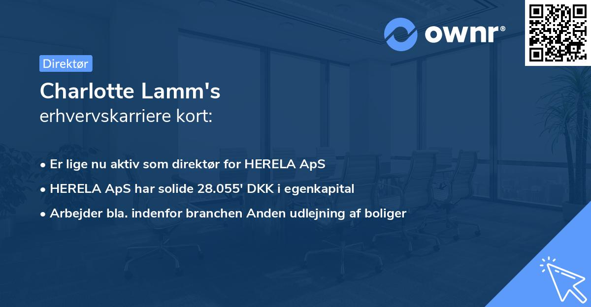 Charlotte Lamm's erhvervskarriere kort