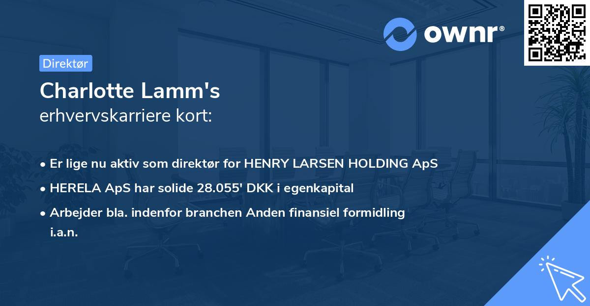 Charlotte Lamm's erhvervskarriere kort