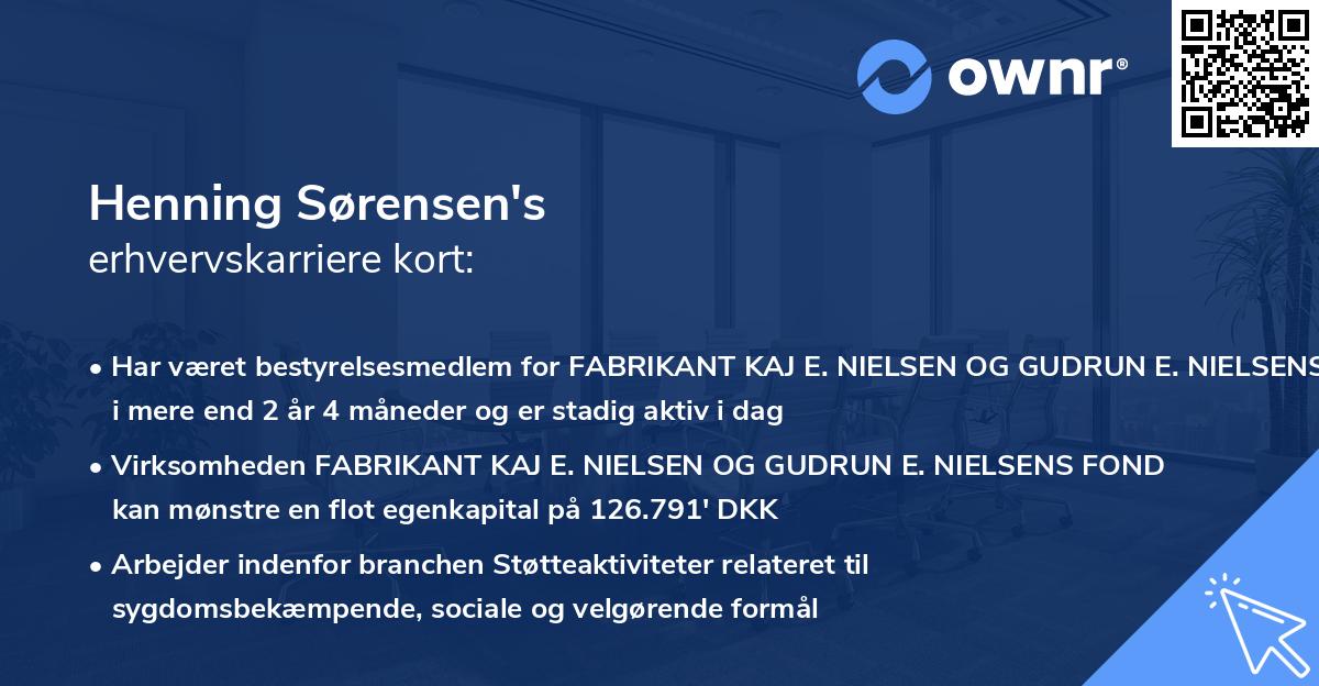 Henning Sørensen's erhvervskarriere kort