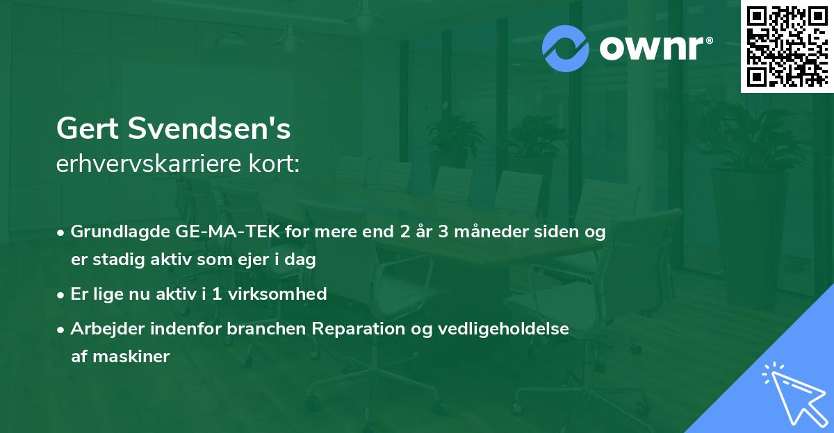Gert Svendsen's erhvervskarriere kort