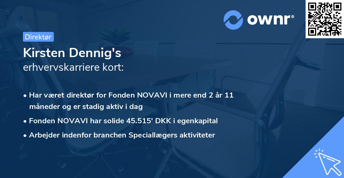 Kirsten Dennig's erhvervskarriere kort