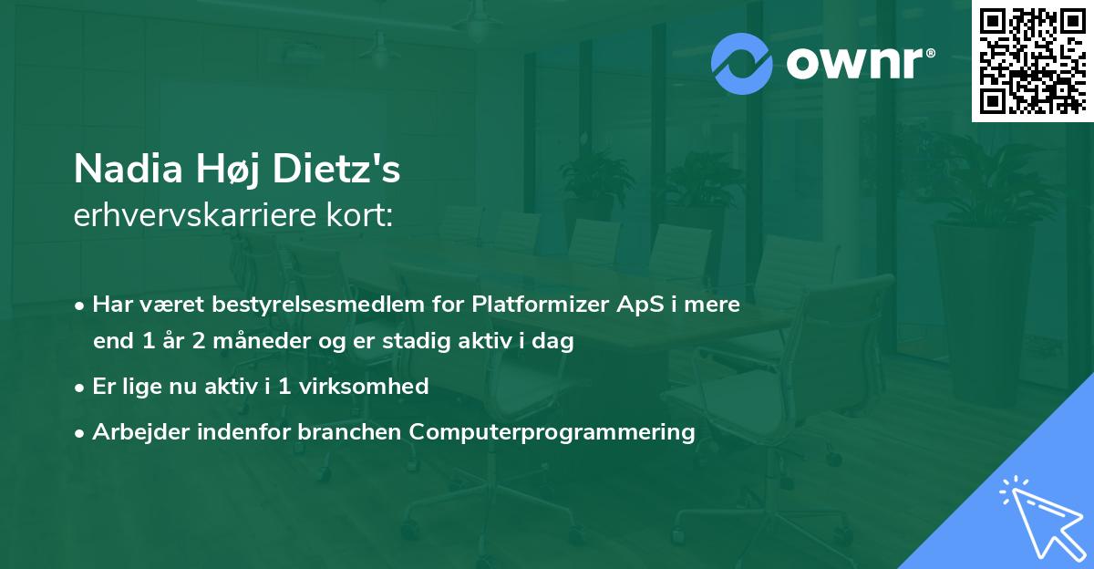 Nadia Høj Dietz's erhvervskarriere kort