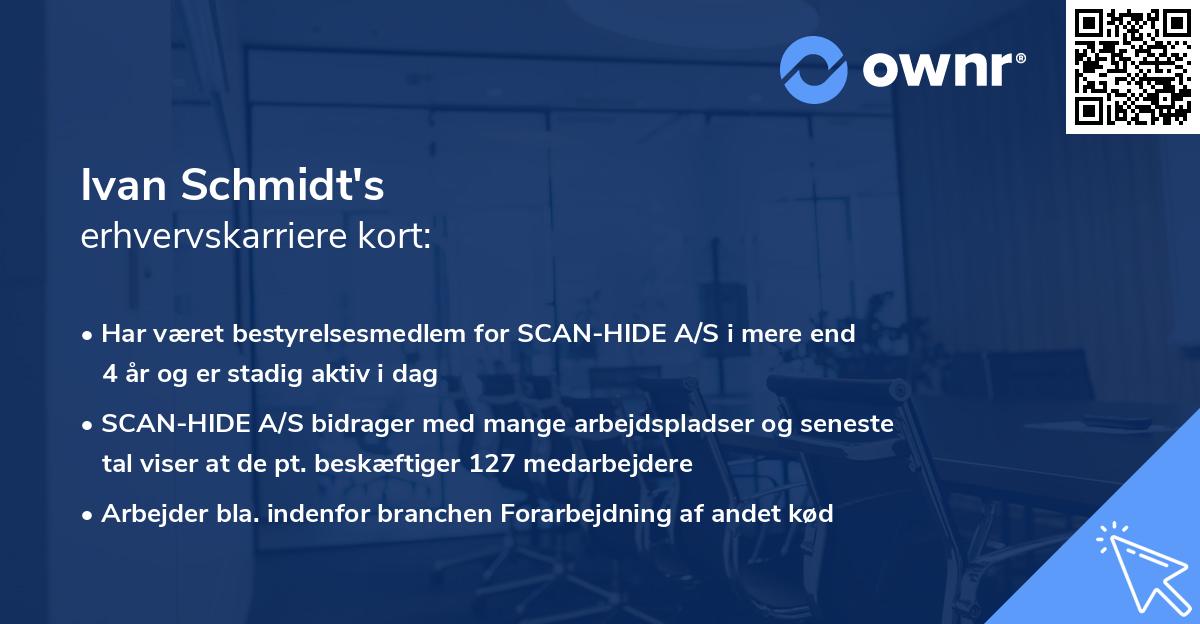 Ivan Schmidt's erhvervskarriere kort