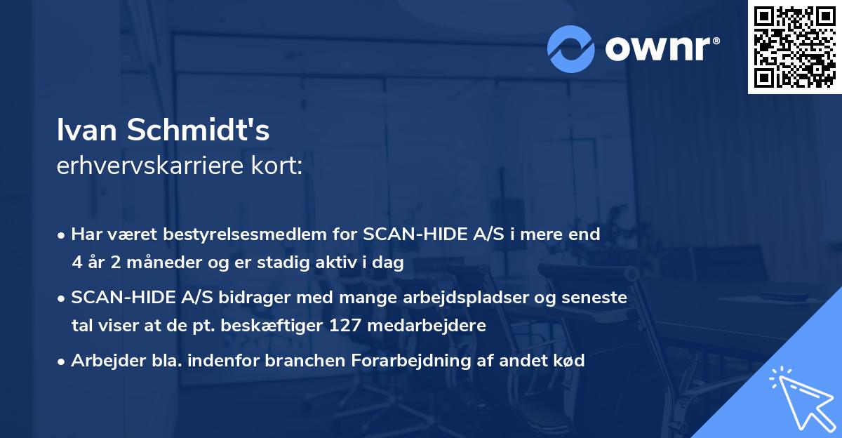 Ivan Schmidt's erhvervskarriere kort