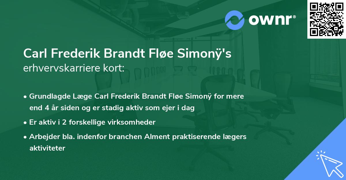 Carl Frederik Brandt Fløe Simonÿ's erhvervskarriere kort