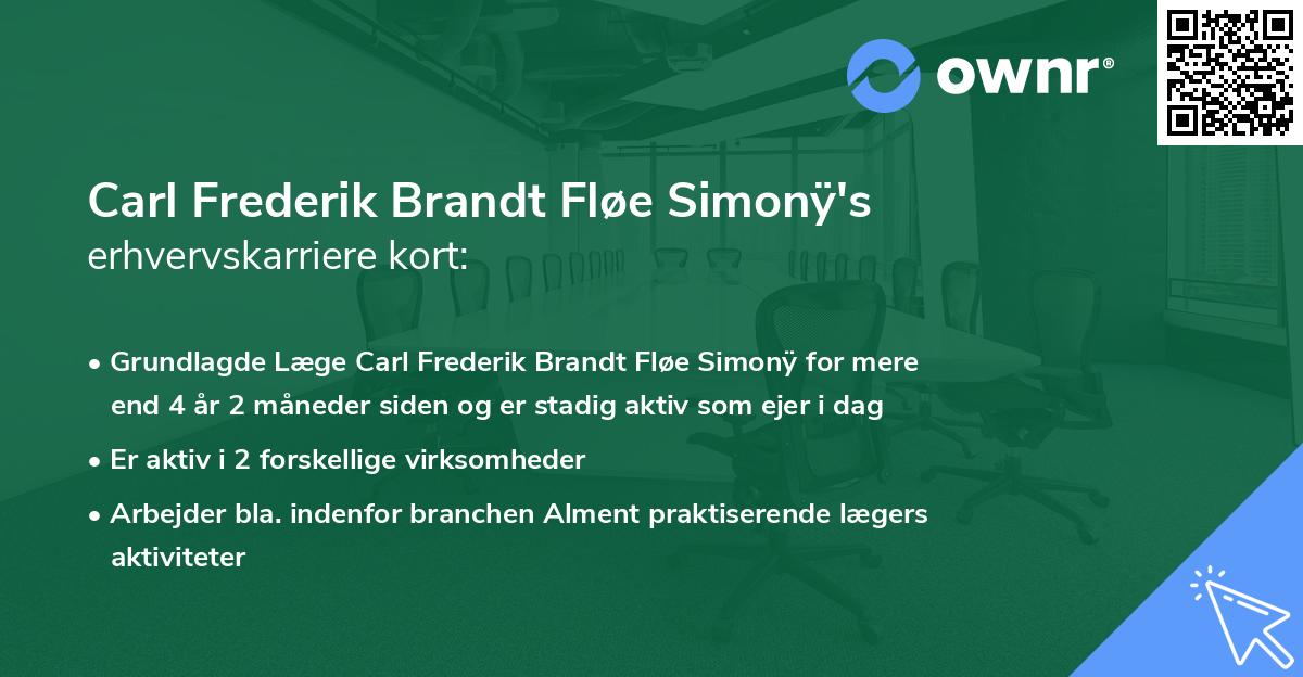 Carl Frederik Brandt Fløe Simonÿ's erhvervskarriere kort
