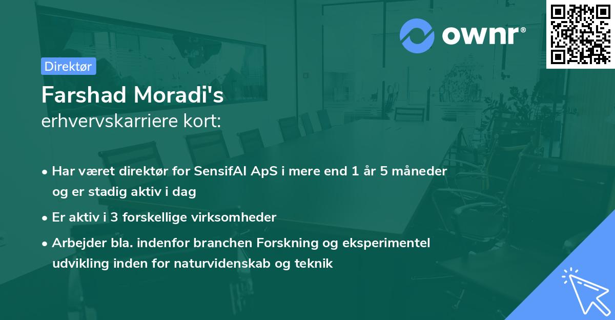 Farshad Moradi's erhvervskarriere kort