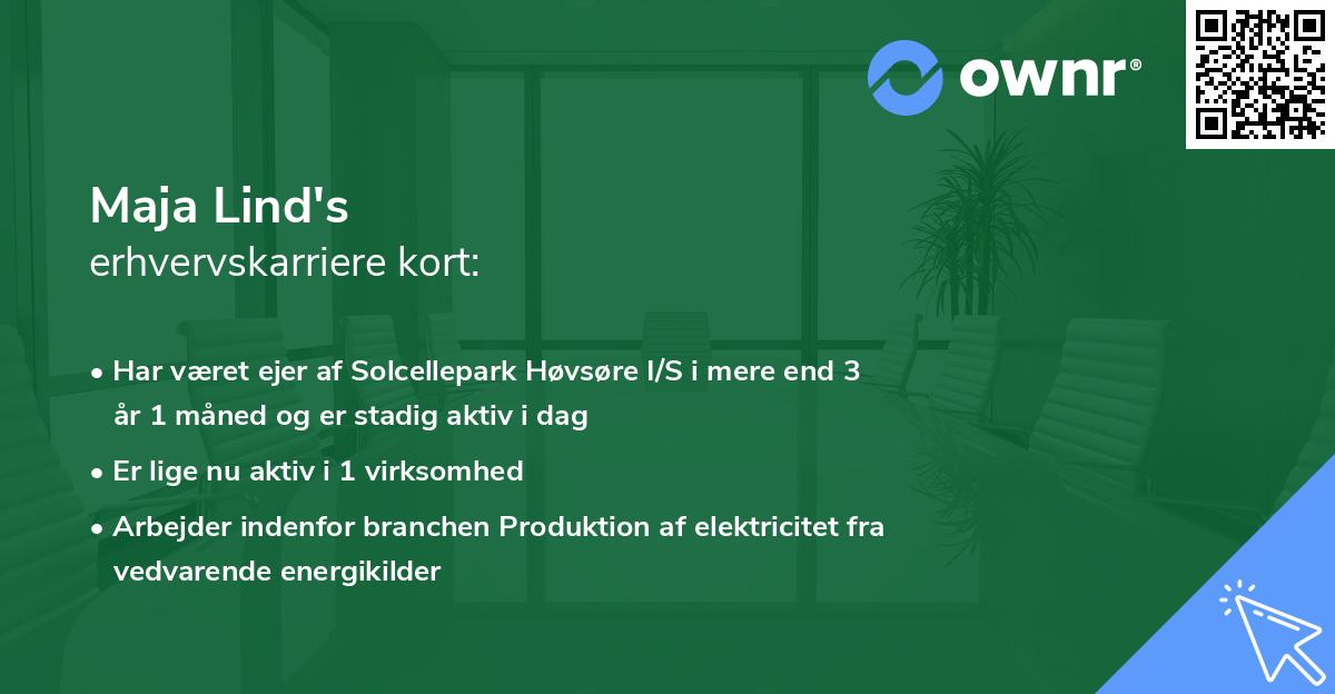 Maja Lind's erhvervskarriere kort