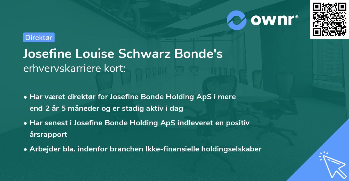 Josefine Louise Schwarz Bonde's erhvervskarriere kort