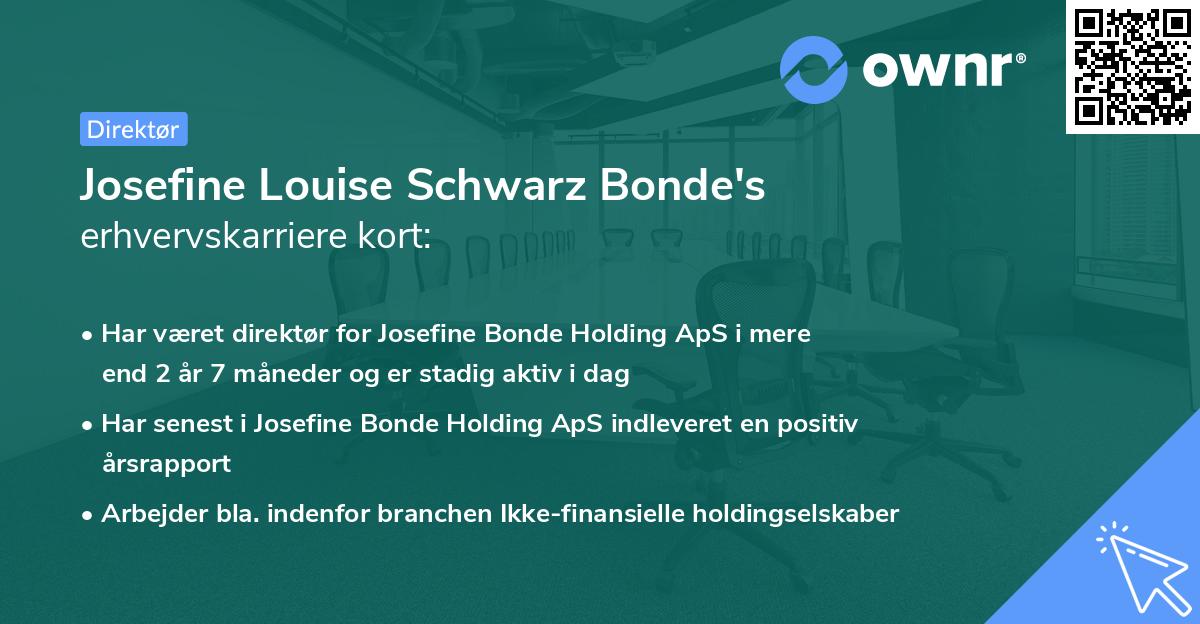Josefine Louise Schwarz Bonde's erhvervskarriere kort