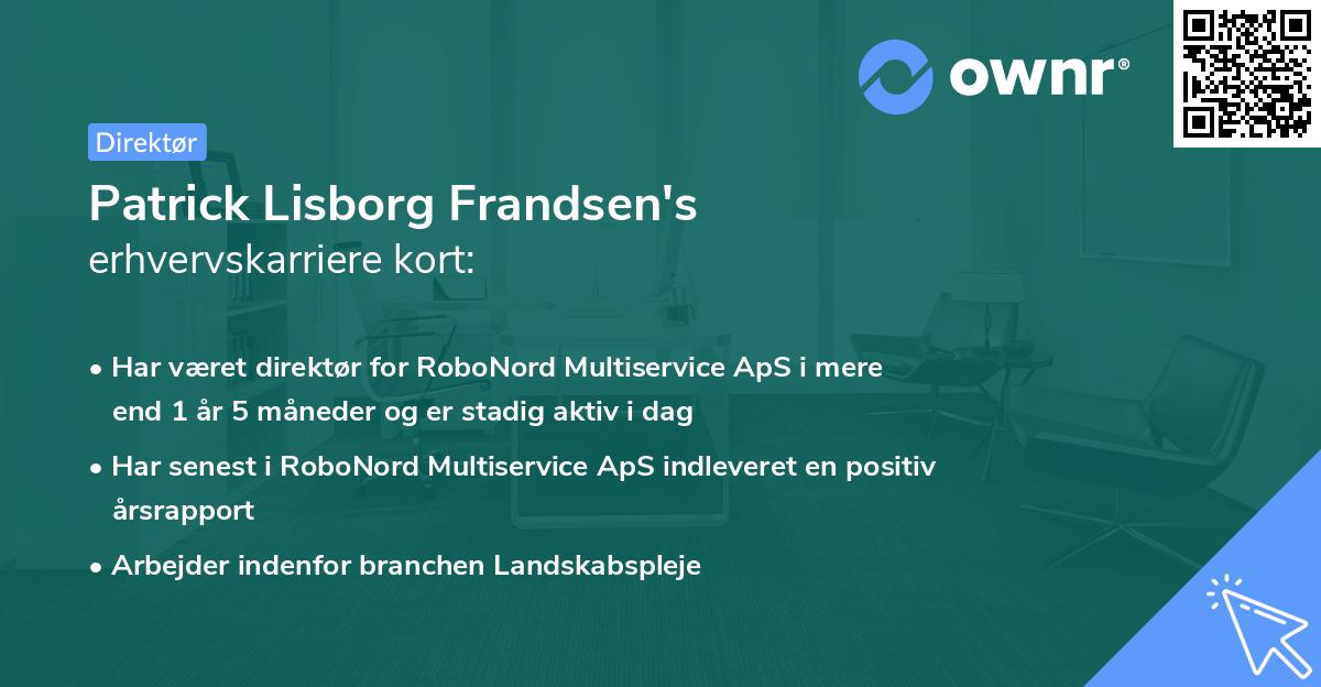 Patrick Lisborg Frandsen's erhvervskarriere kort