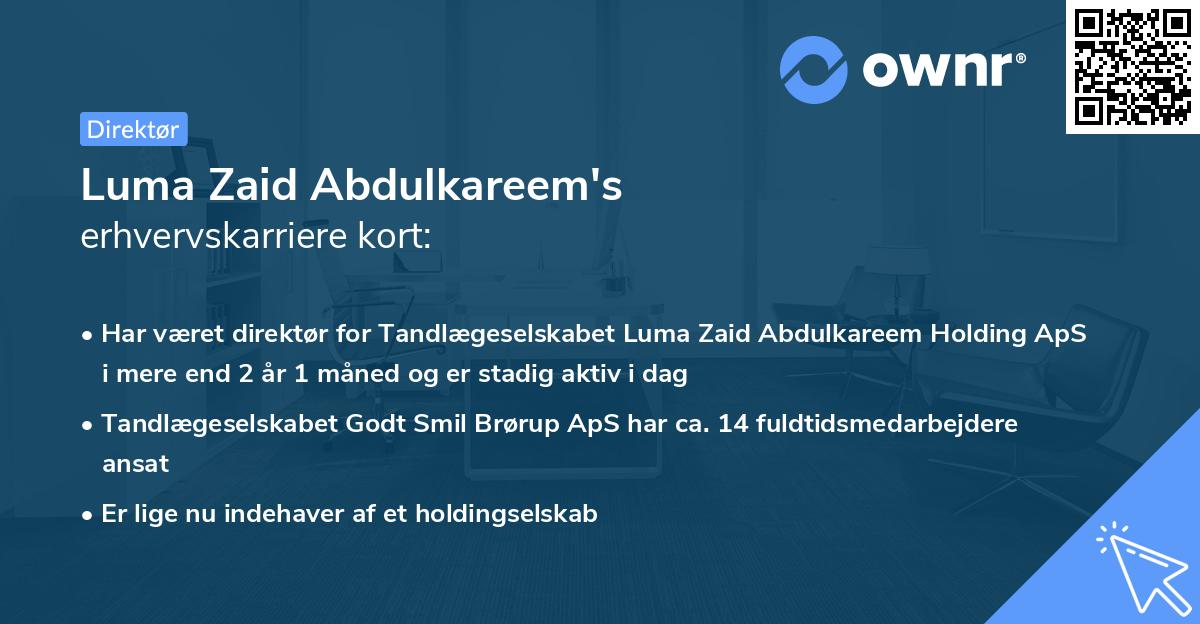 Luma Zaid Abdulkareem's erhvervskarriere kort