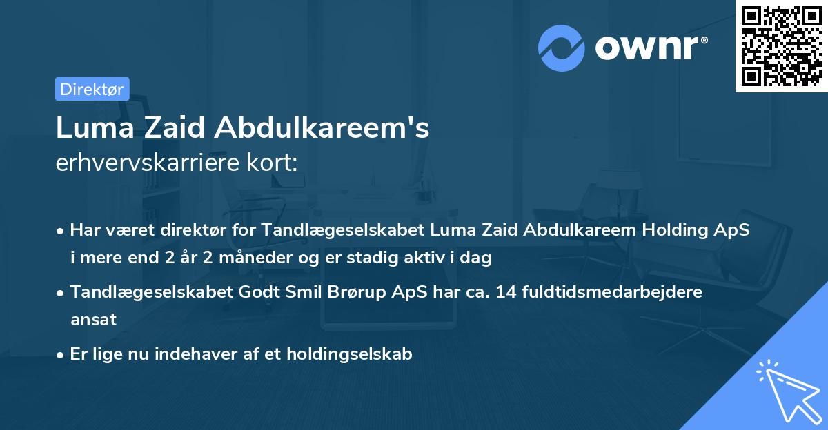 Luma Zaid Abdulkareem's erhvervskarriere kort