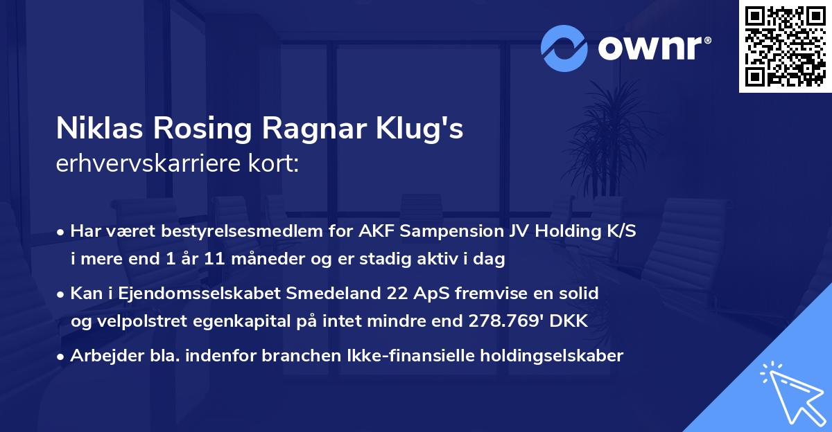 Niklas Rosing Ragnar Klug's erhvervskarriere kort