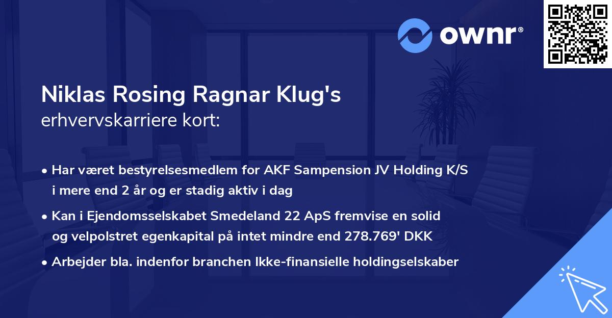Niklas Rosing Ragnar Klug's erhvervskarriere kort