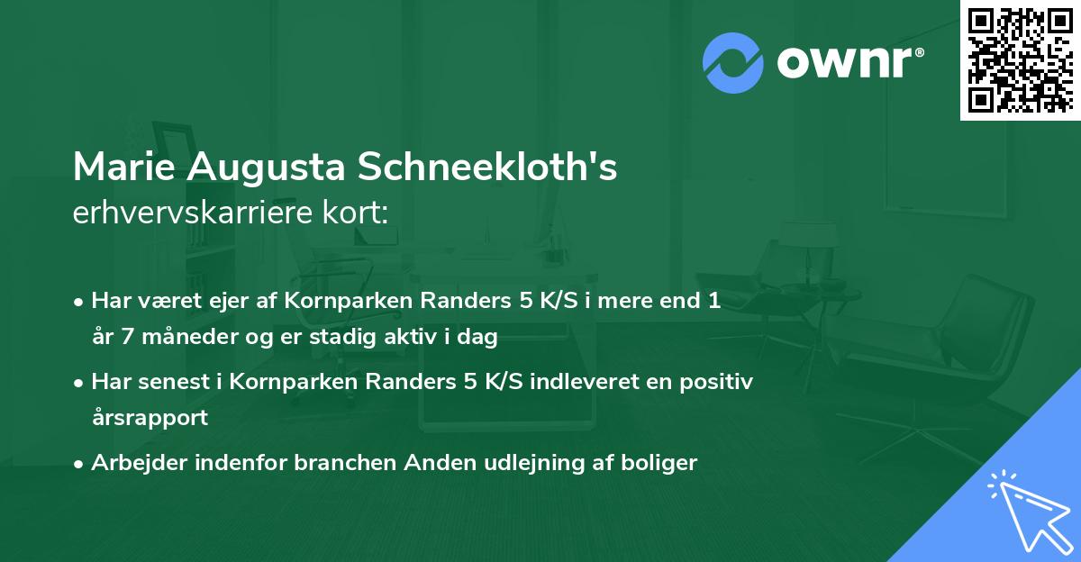 Marie Augusta Schneekloth's erhvervskarriere kort