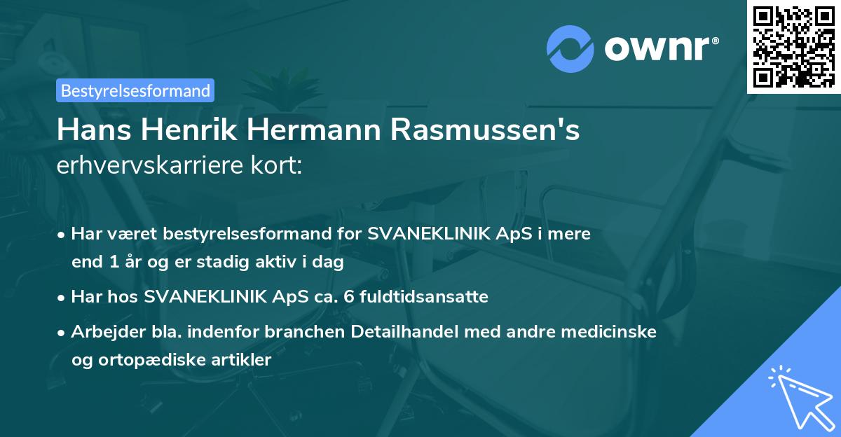 Hans Henrik Hermann Rasmussen's erhvervskarriere kort