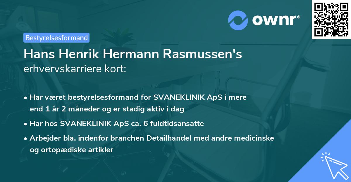 Hans Henrik Hermann Rasmussen's erhvervskarriere kort