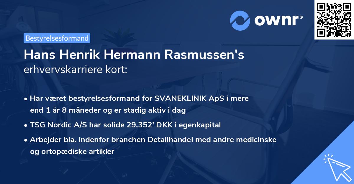 Hans Henrik Hermann Rasmussen's erhvervskarriere kort
