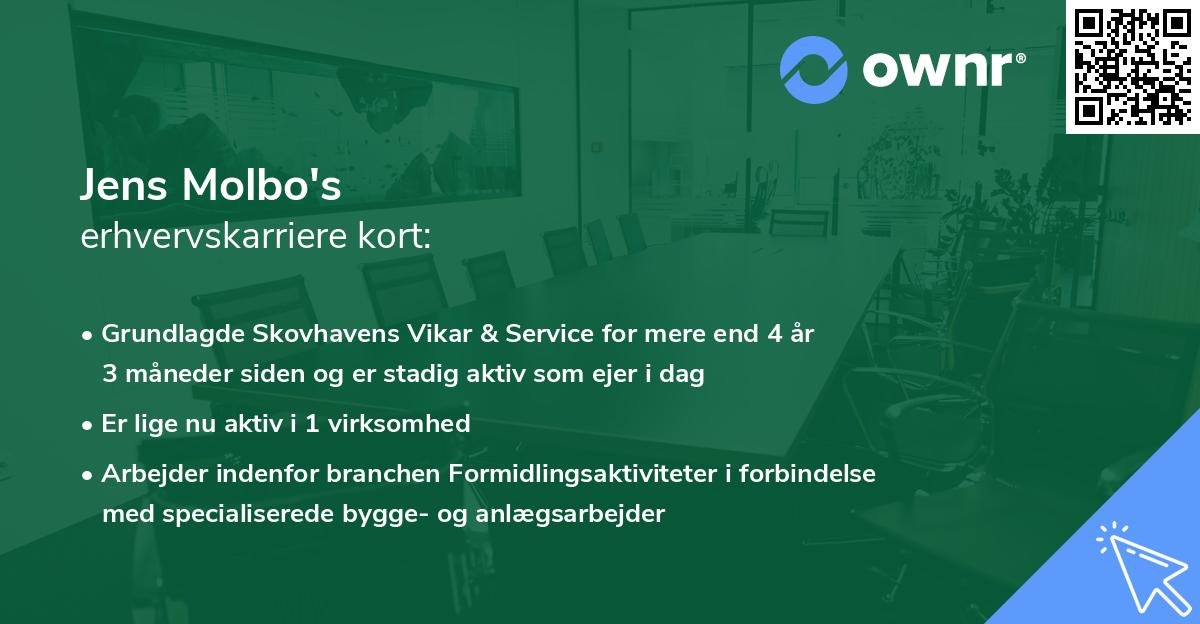 Jens Molbo's erhvervskarriere kort