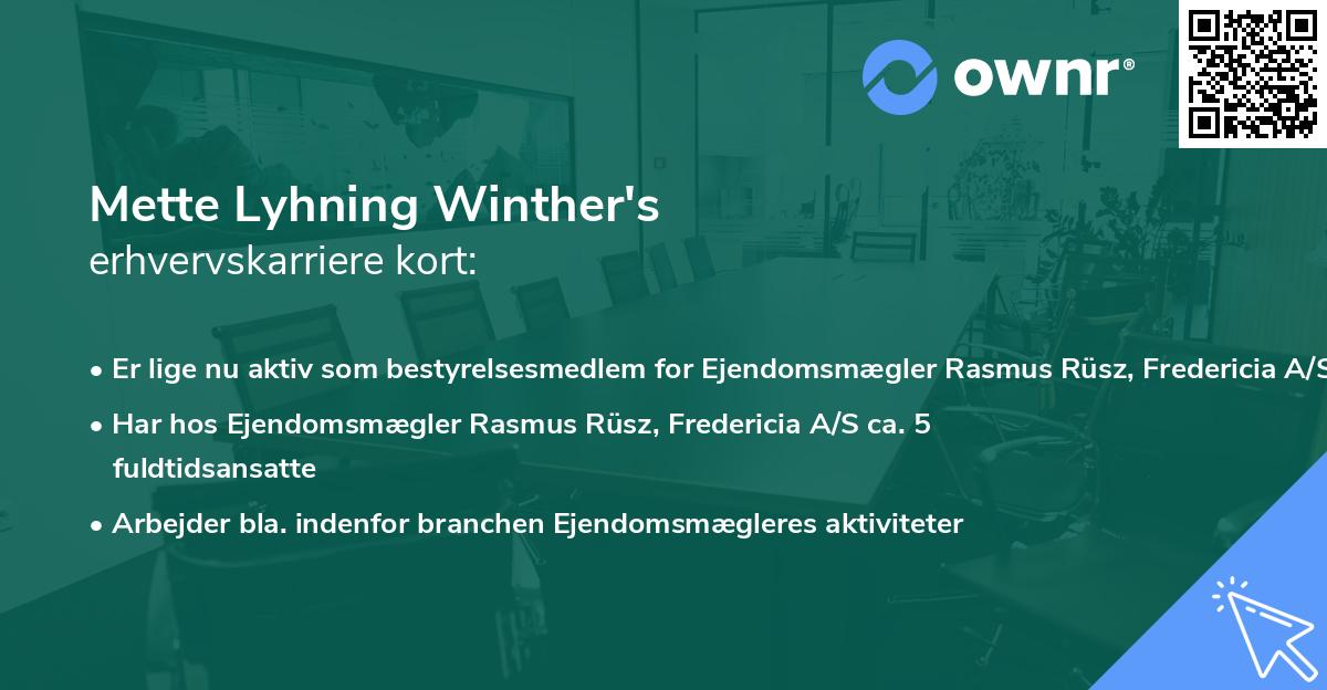 Mette Lyhning Winther's erhvervskarriere kort
