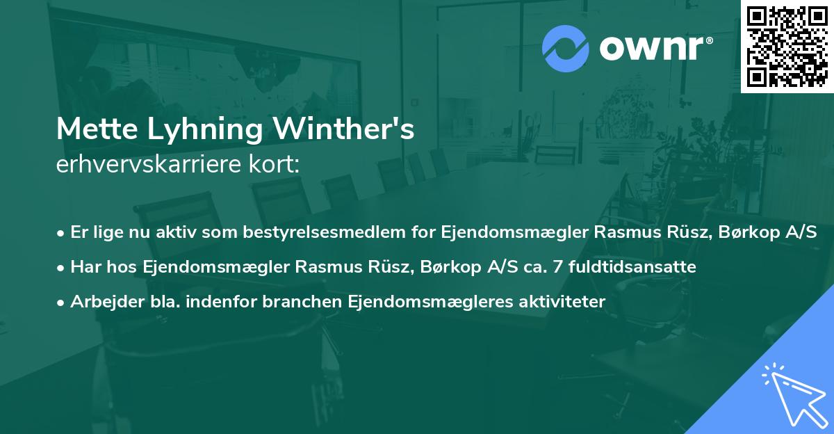 Mette Lyhning Winther's erhvervskarriere kort