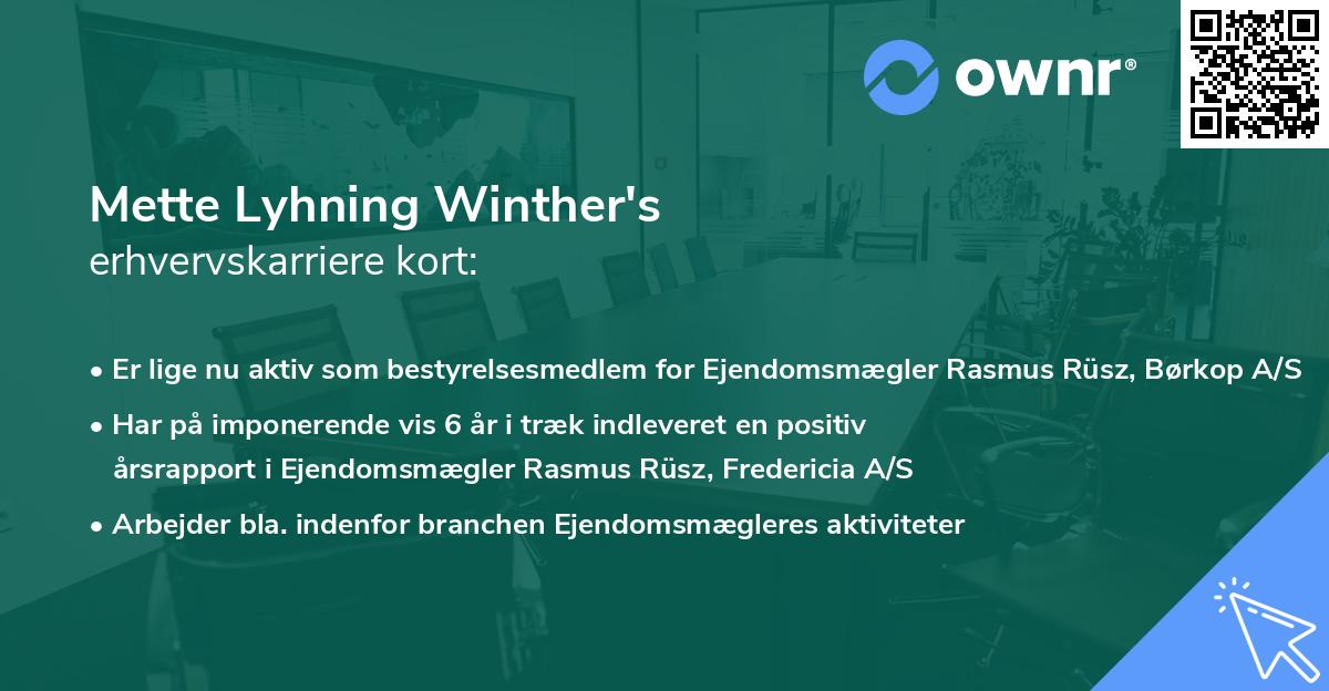 Mette Lyhning Winther's erhvervskarriere kort