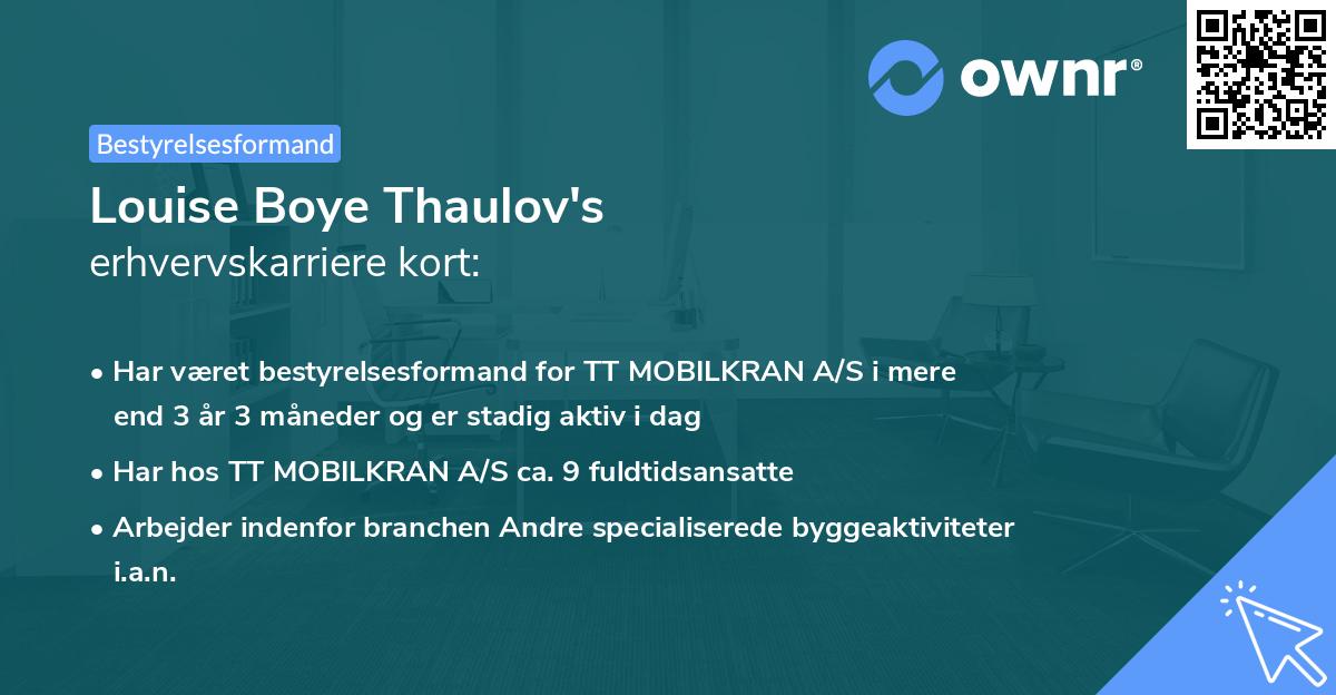 Louise Boye Thaulov's erhvervskarriere kort
