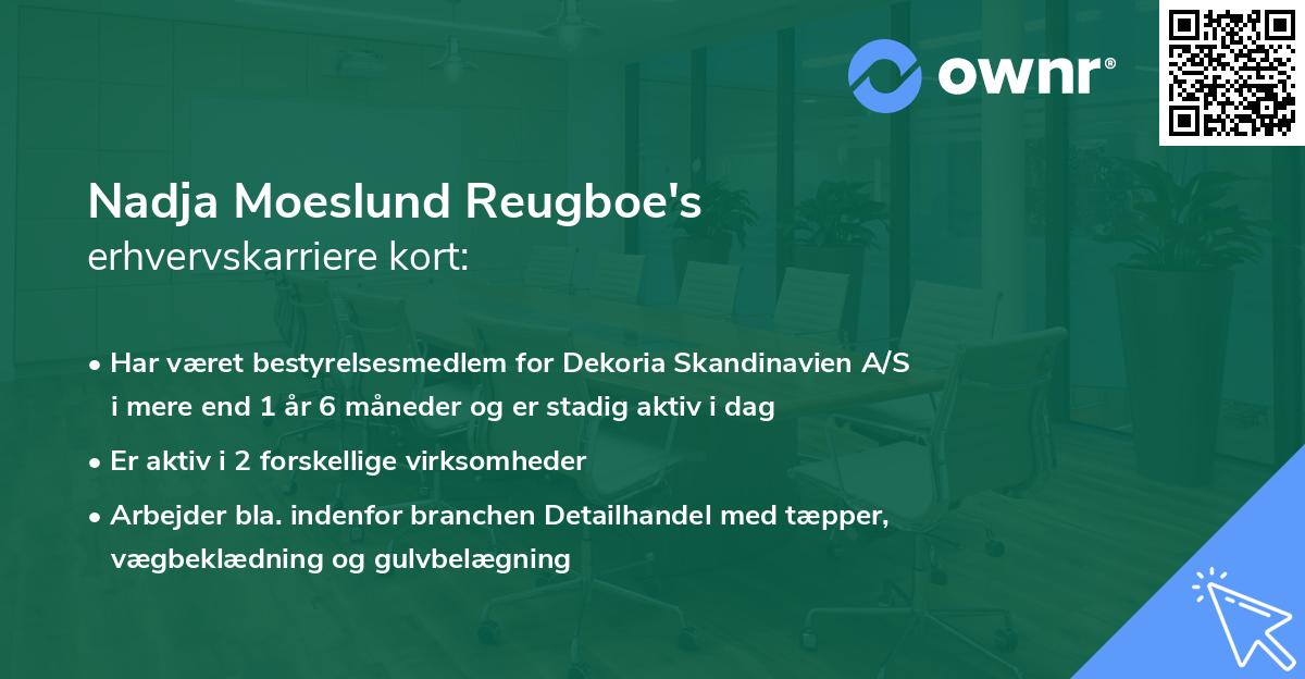 Nadja Moeslund Reugboe's erhvervskarriere kort