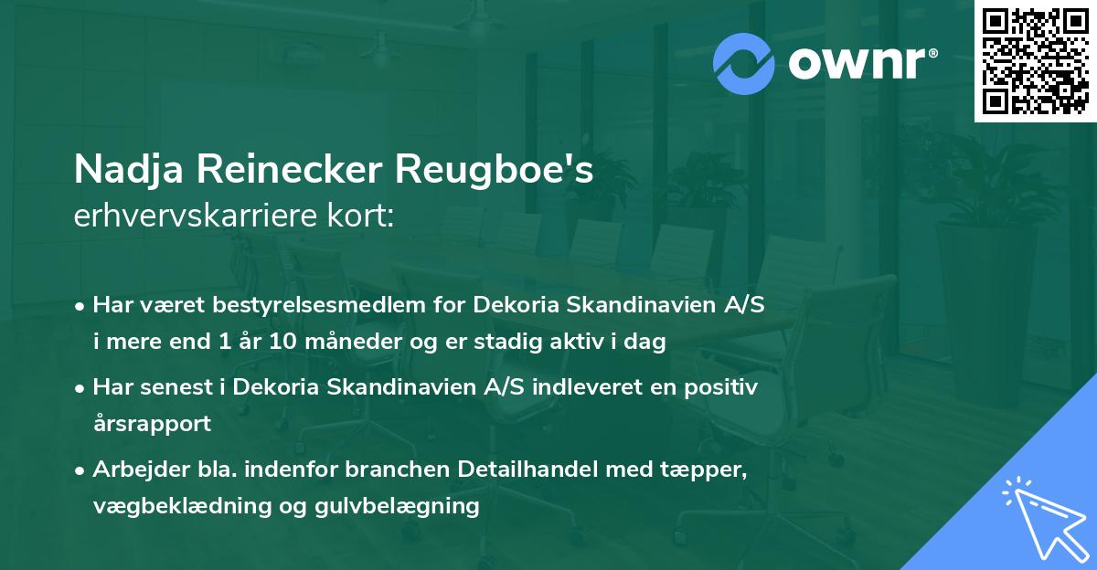 Nadja Reinecker Reugboe's erhvervskarriere kort